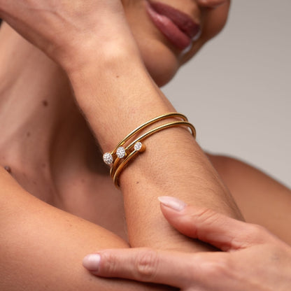 Spiral Crystal Bangle Bracelet 18k Gold Plated