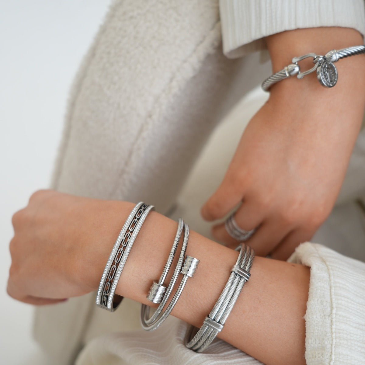 Triple Spiral Cuff Bracelet - Silver