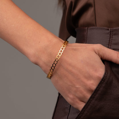 Honeycomb Bracelet 18k Gold Plated
