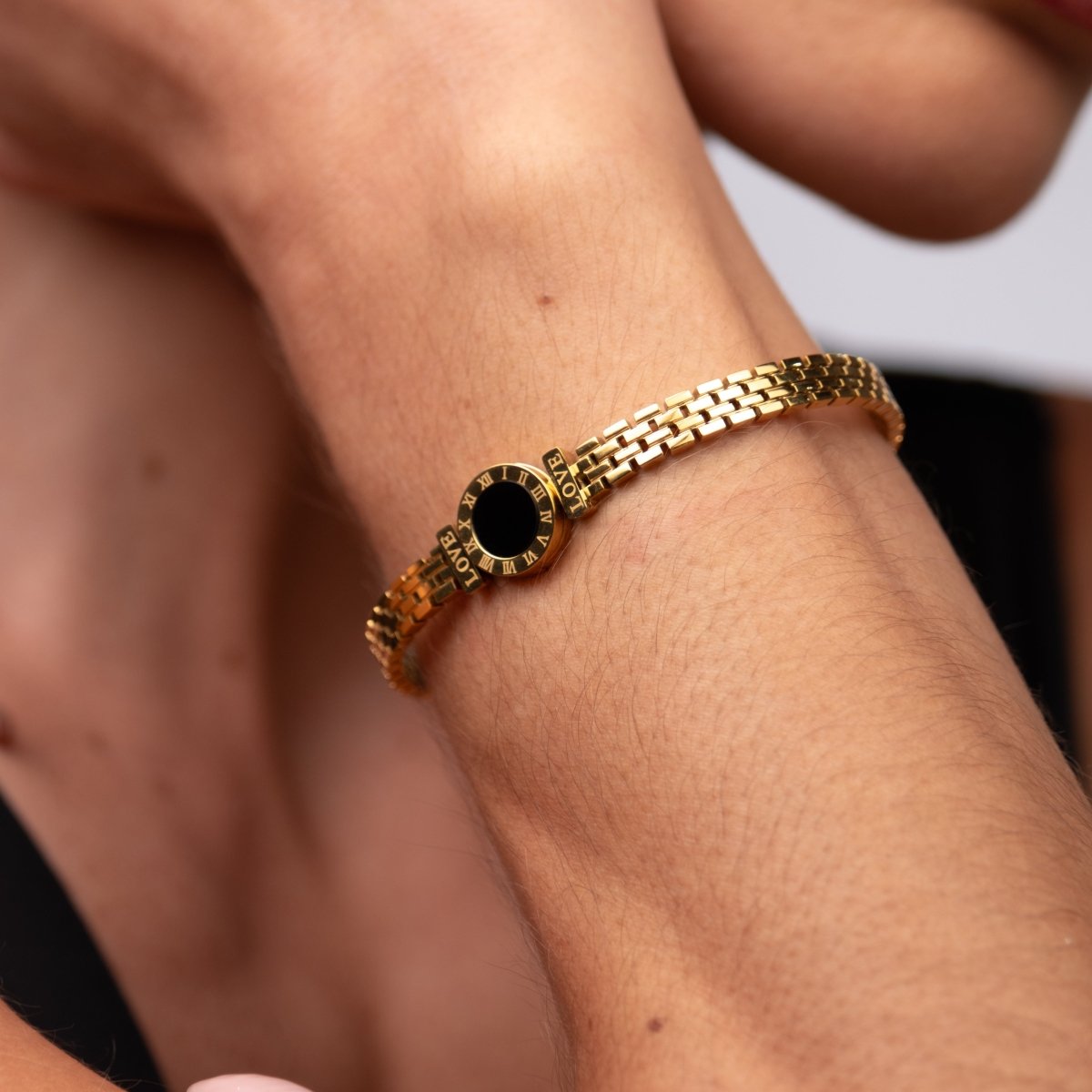 Ivy Onyx Stone Bracelet 18k Gold Plated