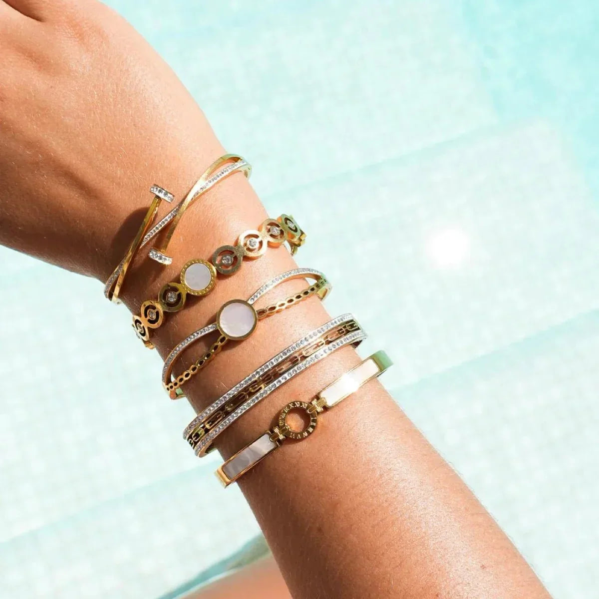 Ivy Crystal Cuff Bracelet 18k Gold Plated - Silver