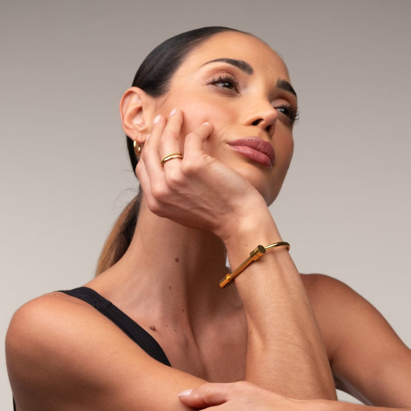 Screw Cuff Bracelet 18k Gold Plated