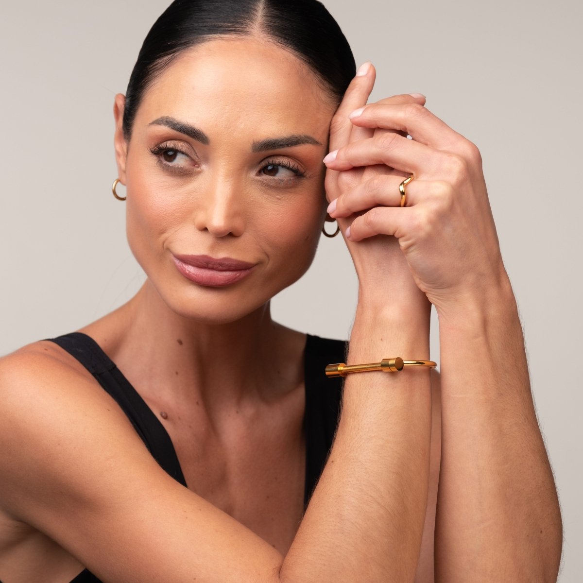 Screw Cuff Bracelet 18k Gold Plated