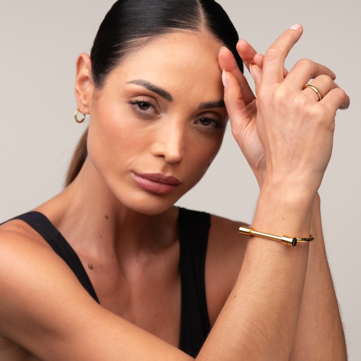 Screw Cuff Bracelet 18k Gold Plated