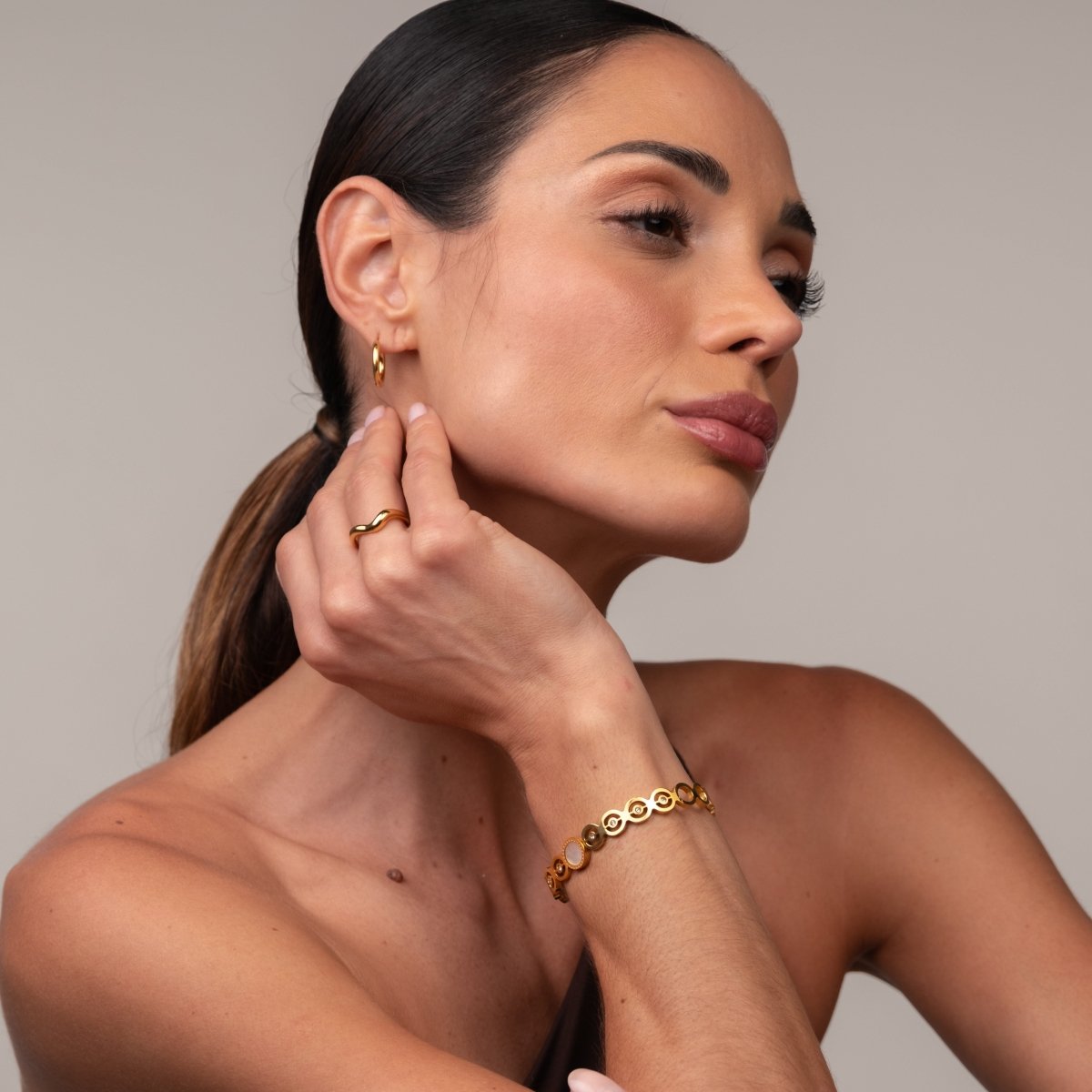 Olivia Zirconia Cuff Bracelet 18k Gold Plated