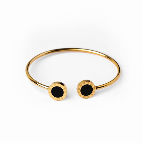 Onyx Cuff Bracelet 18k Gold Plated