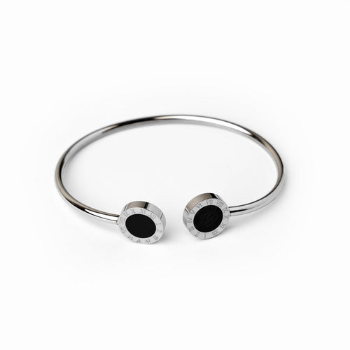 Onyx Cuff Bracelet - Silver