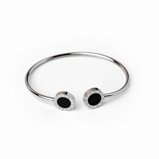 Onyx Cuff Bracelet - Silver