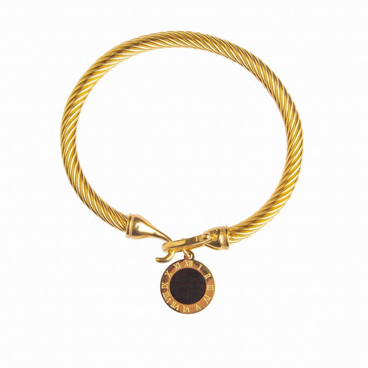 Onyx Charm Bracelet 18k Gold Plated