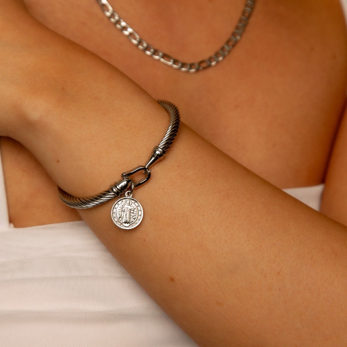 Saint Benedict Charm Bracelet 18k Gold Plated - Silver