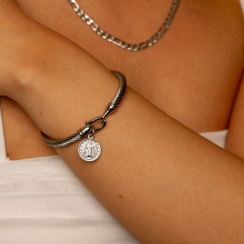 Saint Benedict Charm Bracelet 18k Gold Plated - Silver