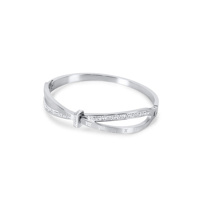 Roman Numeral Zirconia Bracelet 18k Gold Plated - Silver
