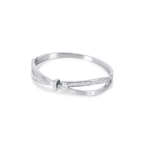 Roman Numeral Zirconia Bracelet 18k Gold Plated - Silver
