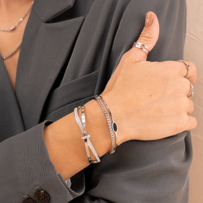 Roman Numeral Zirconia Bracelet 18k Gold Plated - Silver