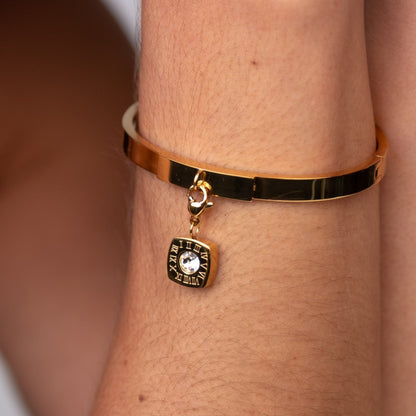 Square Charm Bangle - 18k Gold Plated