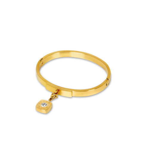 Square Charm Bangle - 18k Gold Plated