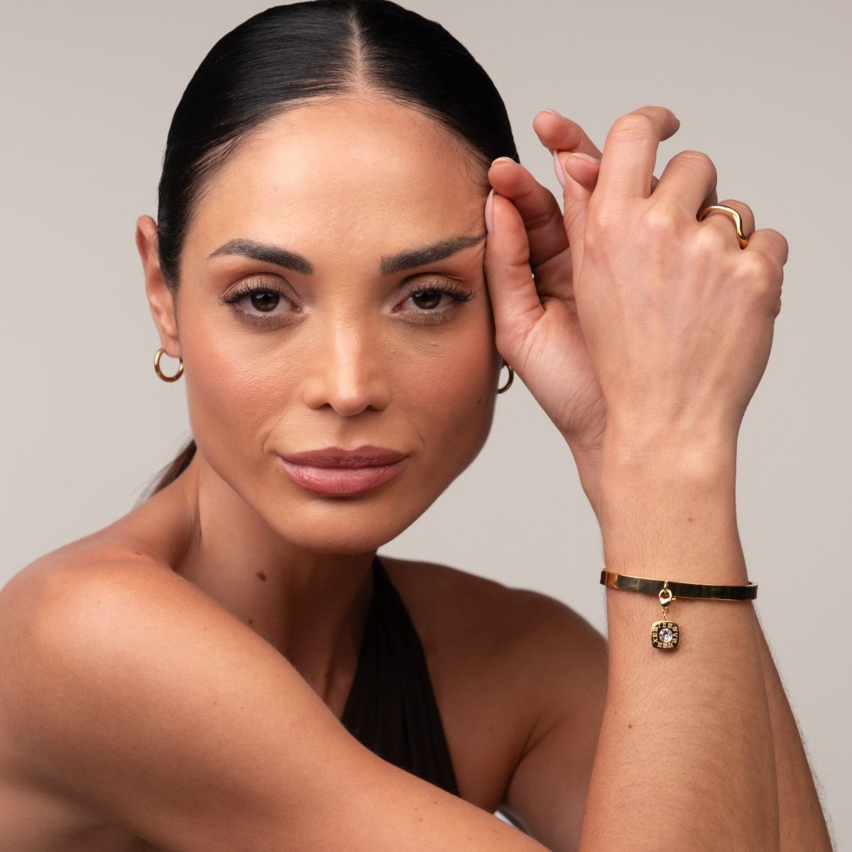 Square Charm Bangle - 18k Gold Plated