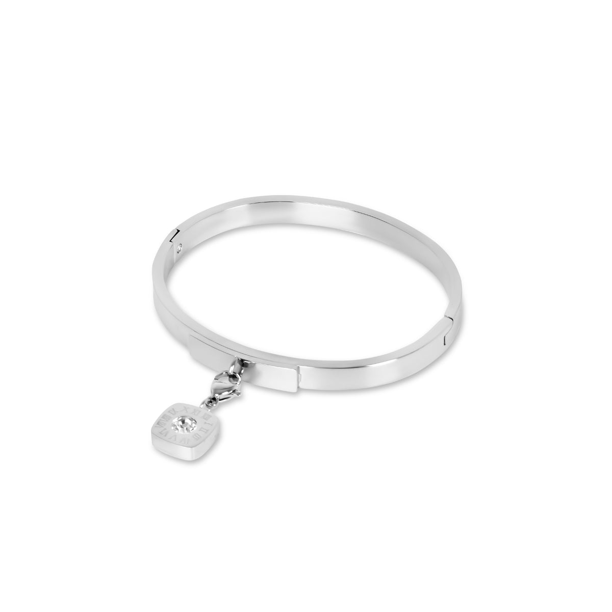 Square Charm Bangle - Silver