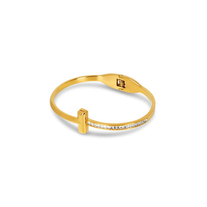 T-Bar Elegance Bangle - 18k Gold Plated