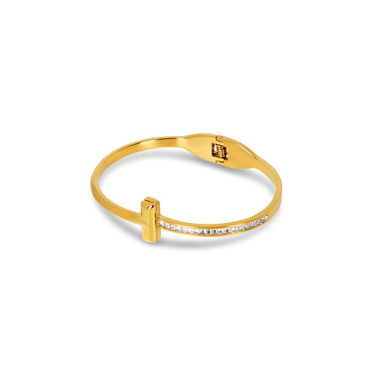 T-Bar Elegance Bangle - 18k Gold Plated