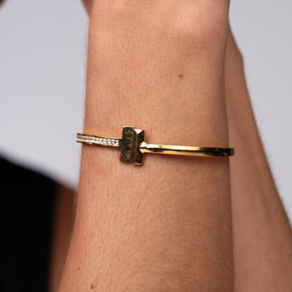 T-Bar Elegance Bangle - 18k Gold Plated