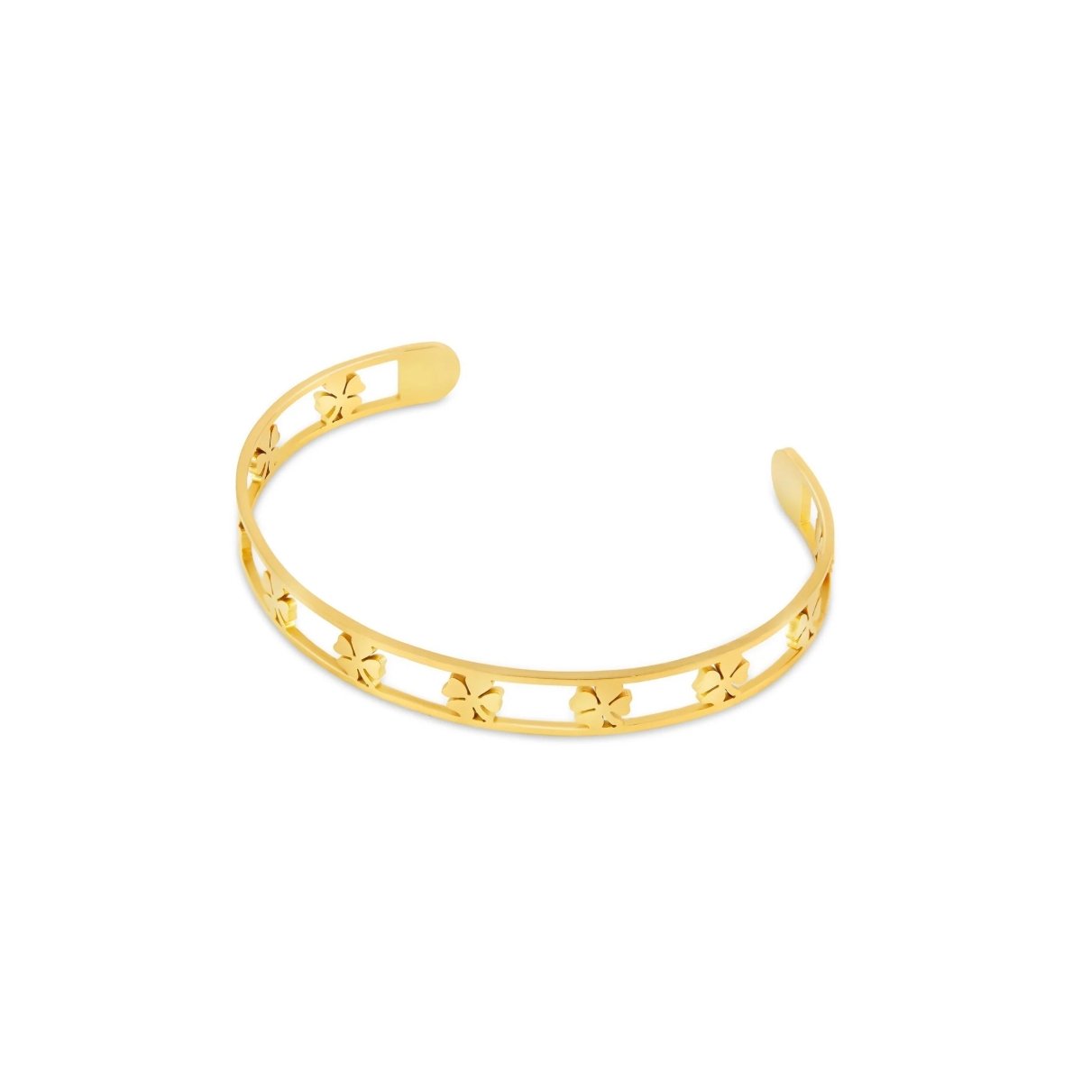 Openwork Clover Bangle - 18k Gold Plated