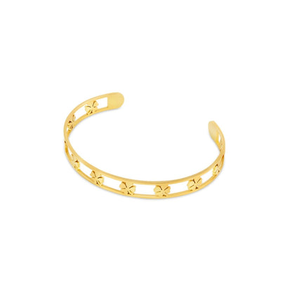 Openwork Clover Bangle - 18k Gold Plated