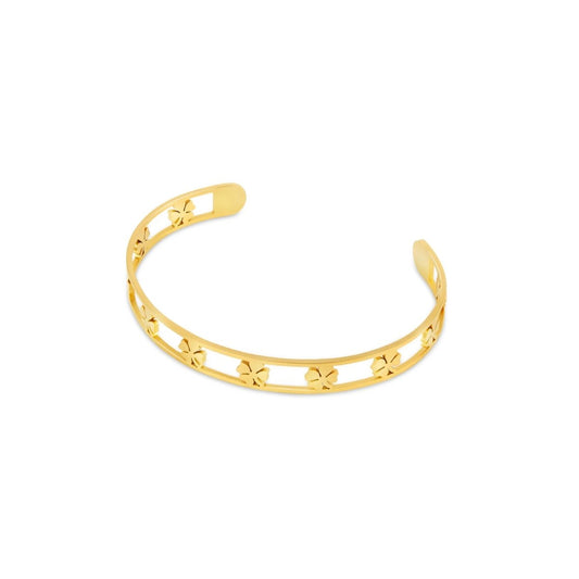 Openwork Clover Bangle - 18k Gold Plated