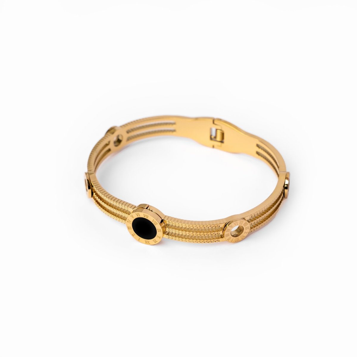 Triple Onyx Bracelet 18k Gold Plated