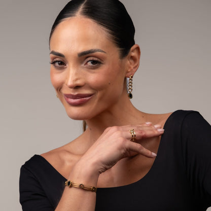 Triple Onyx Bracelet 18k Gold Plated
