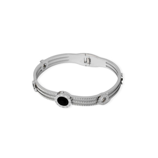 Triple Onyx Cuff Bracelet – Silver