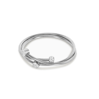 Spiral Crystal Bangle Bracelet - Silver