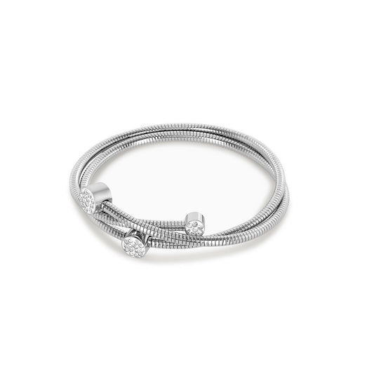 Spiral Crystal Bangle Bracelet - Silver