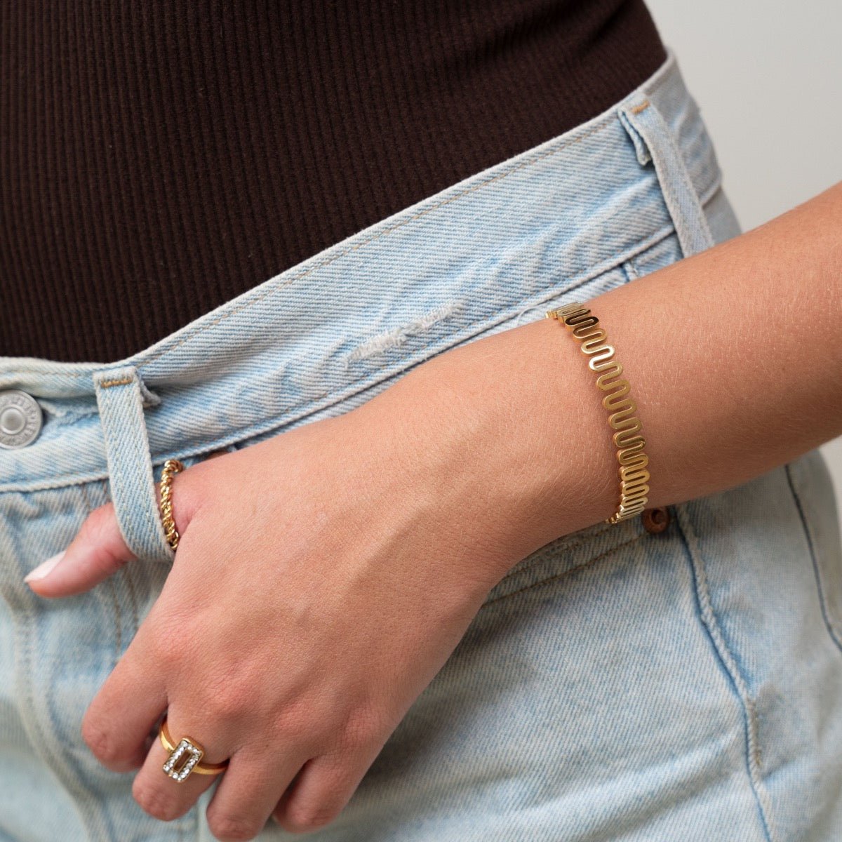Zig Zag Bracelet 18k Gold Plated
