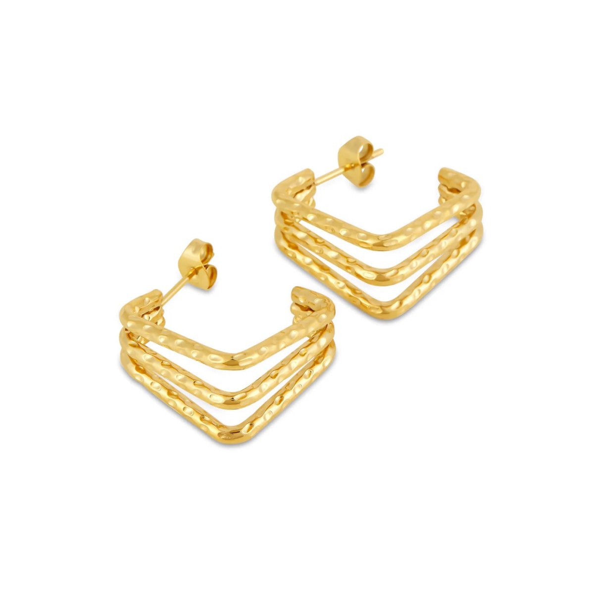 Amelie Triple Section Earrings - 18k Gold Plated