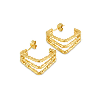 Amelie Triple Section Earrings - 18k Gold Plated