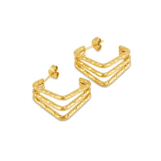 Amelie Triple Section Earrings - 18k Gold Plated