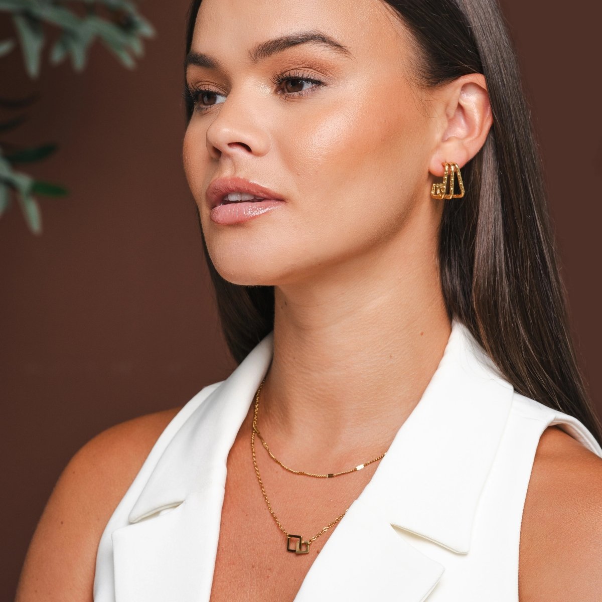 Amelie Triple Section Earrings - 18k Gold Plated