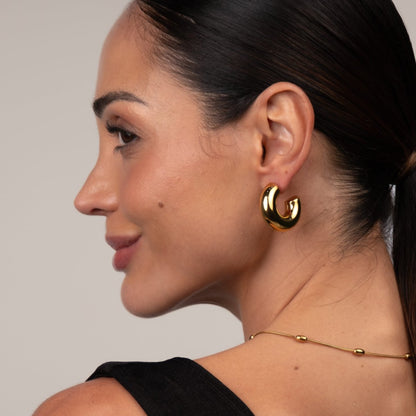 Lola Chunky Hoop Earrings - 18k Gold Plated