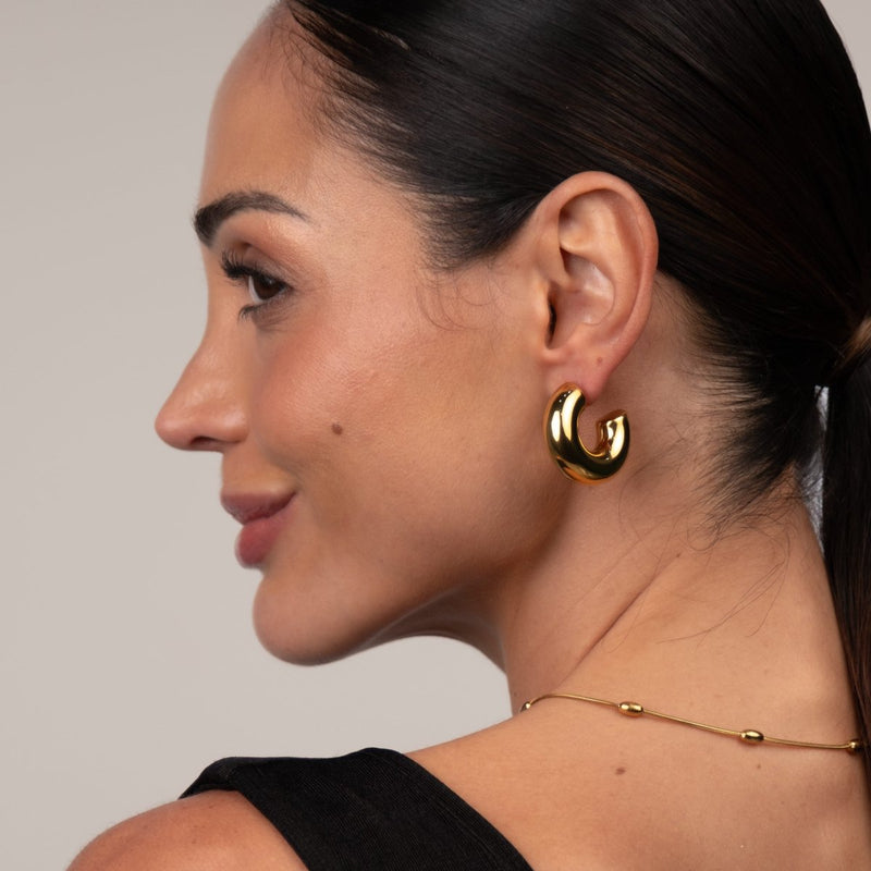 Lola Chunky Hoop Earrings - 18k Gold Plated