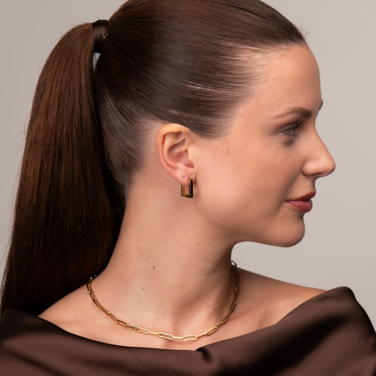 Leonor Square Hoop Earrings 18k Gold Plated