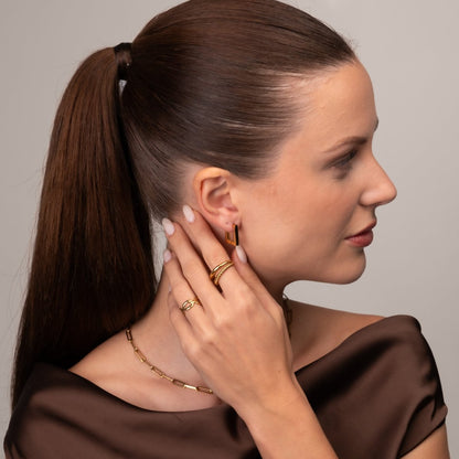 Leonor Square Hoop Earrings 18k Gold Plated