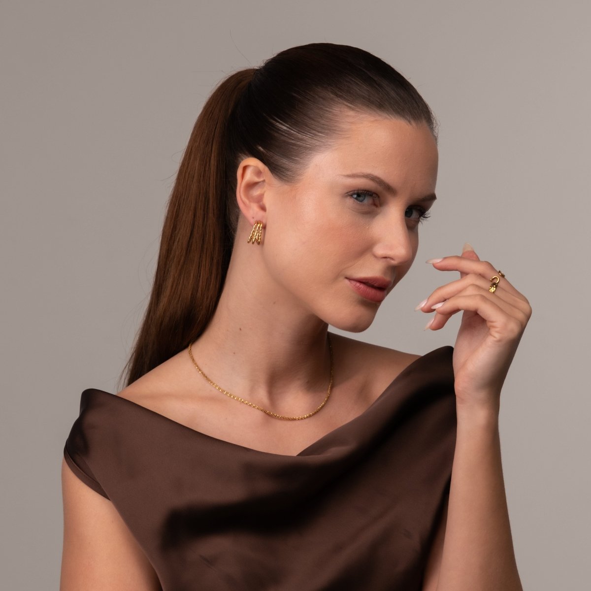 Square Hoop Earrings 18k Gold Plated