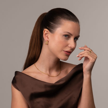 Square Hoop Earrings 18k Gold Plated