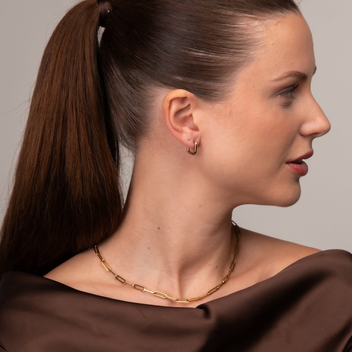 Square Hoop Earrings 18k Gold Plated