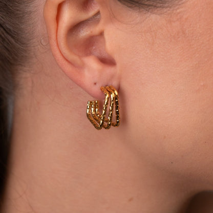 Square Hoop Earrings 18k Gold Plated