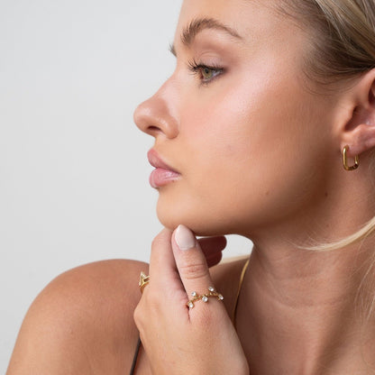 Square Hoop Earrings 18k Gold Plated