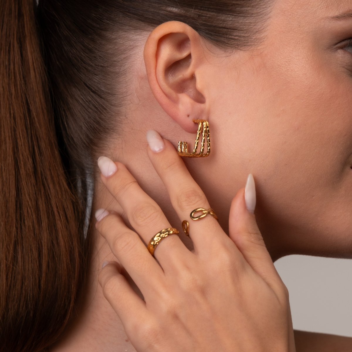 Square Hoop Earrings 18k Gold Plated