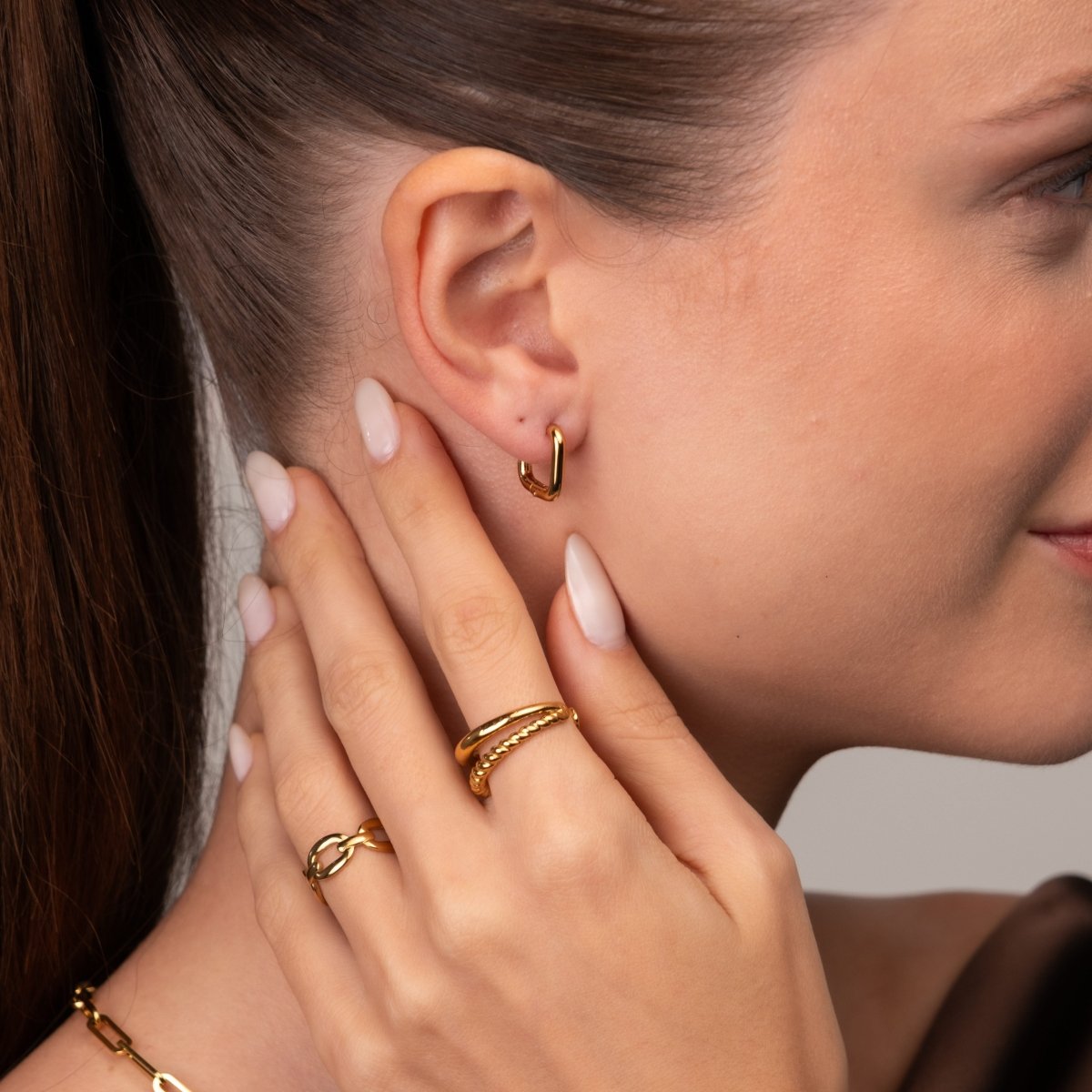 Square Hoop Earrings 18k Gold Plated