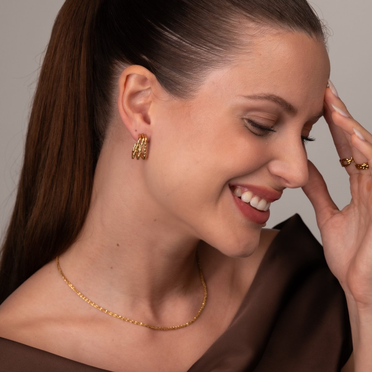 Square Hoop Earrings 18k Gold Plated